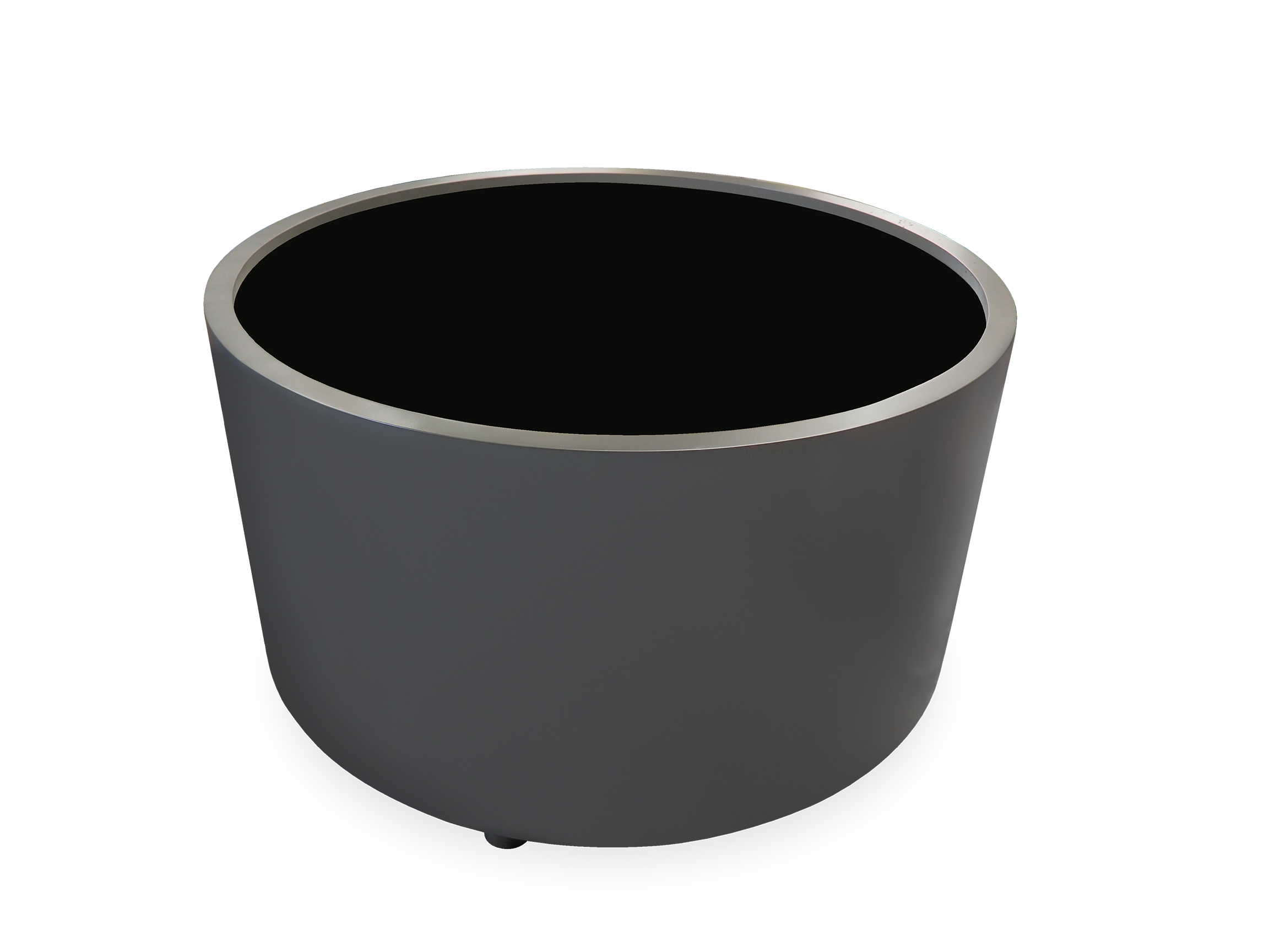 Cilindrische plantenbak Aralo in aluminium of cortenstaal met licht uitlopende wand