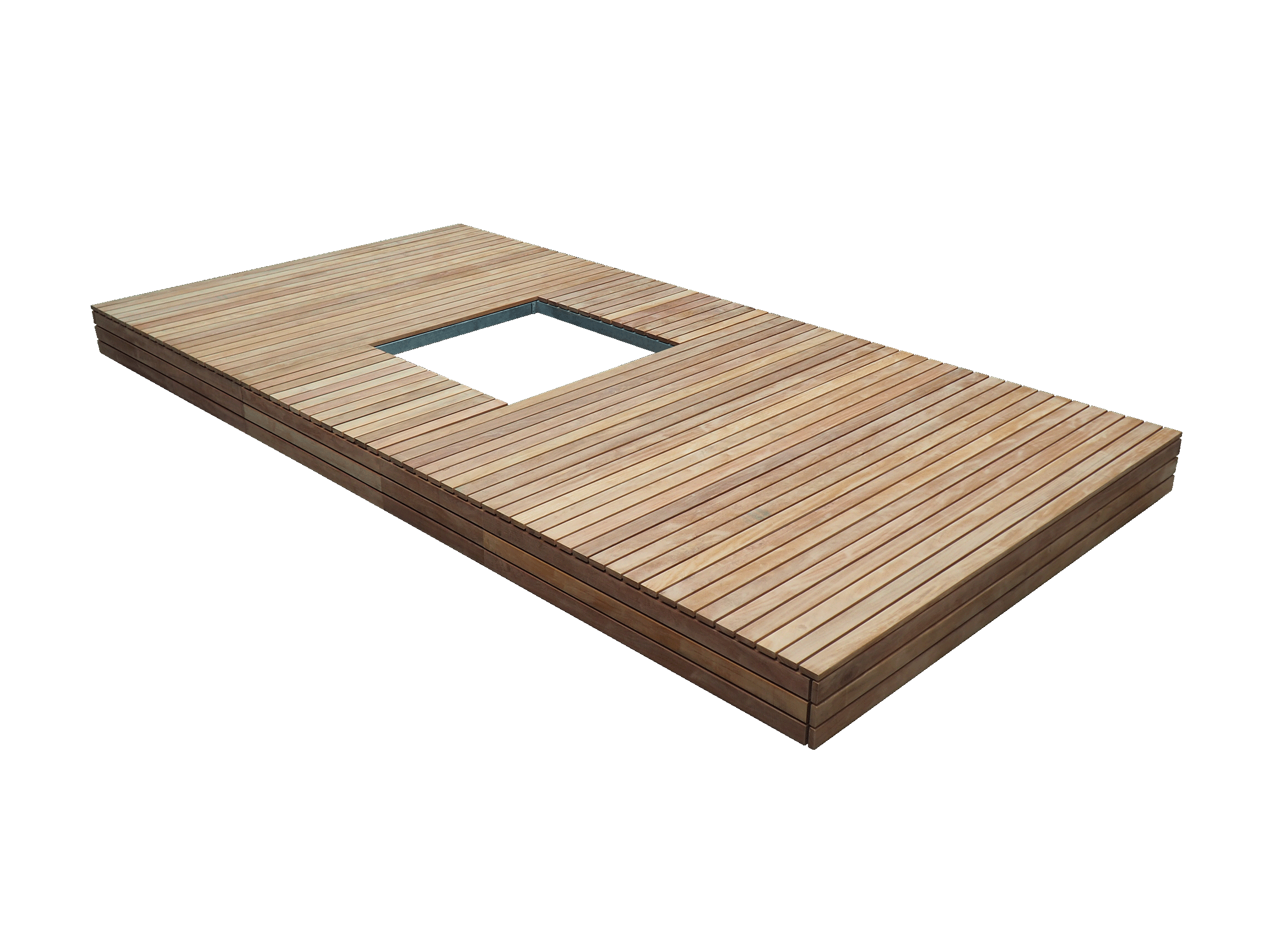 Verhoogd platform Bronson met stalen draagconstructie en hardhouten bekleding