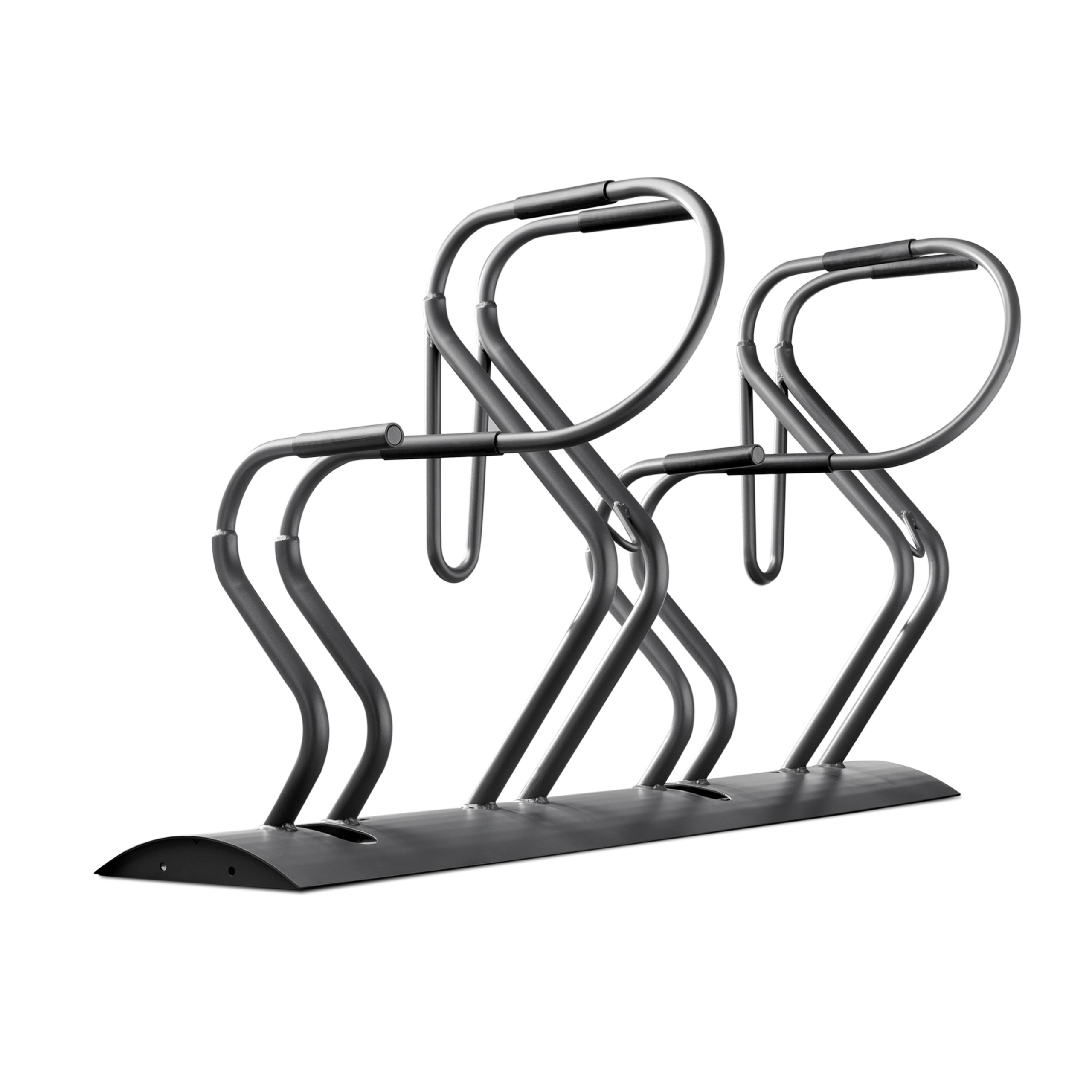Modulair fietsrek Cobra met doorlopende gebogen stalen buisstructuur