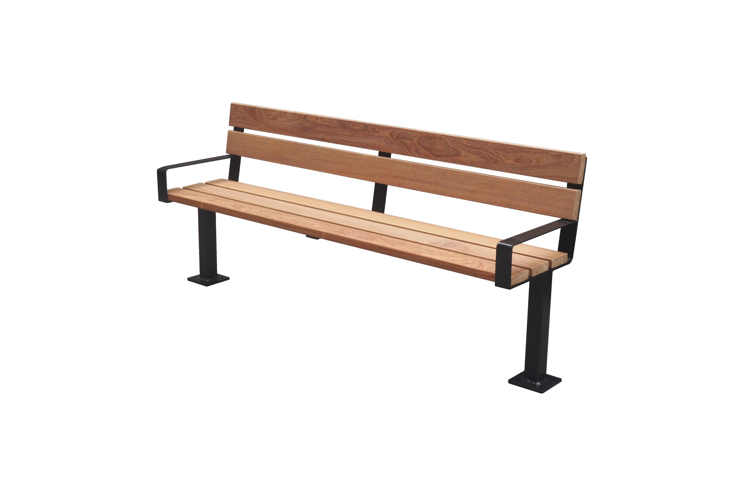 Buitenbank Evan met slank stalen frame en houten latten
