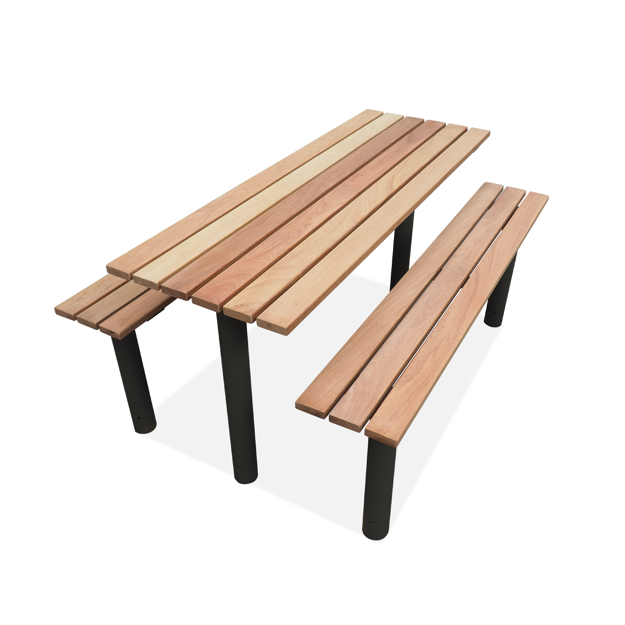 Picknicktafel Eveline met houten tafelblad en gebogen stalen frame