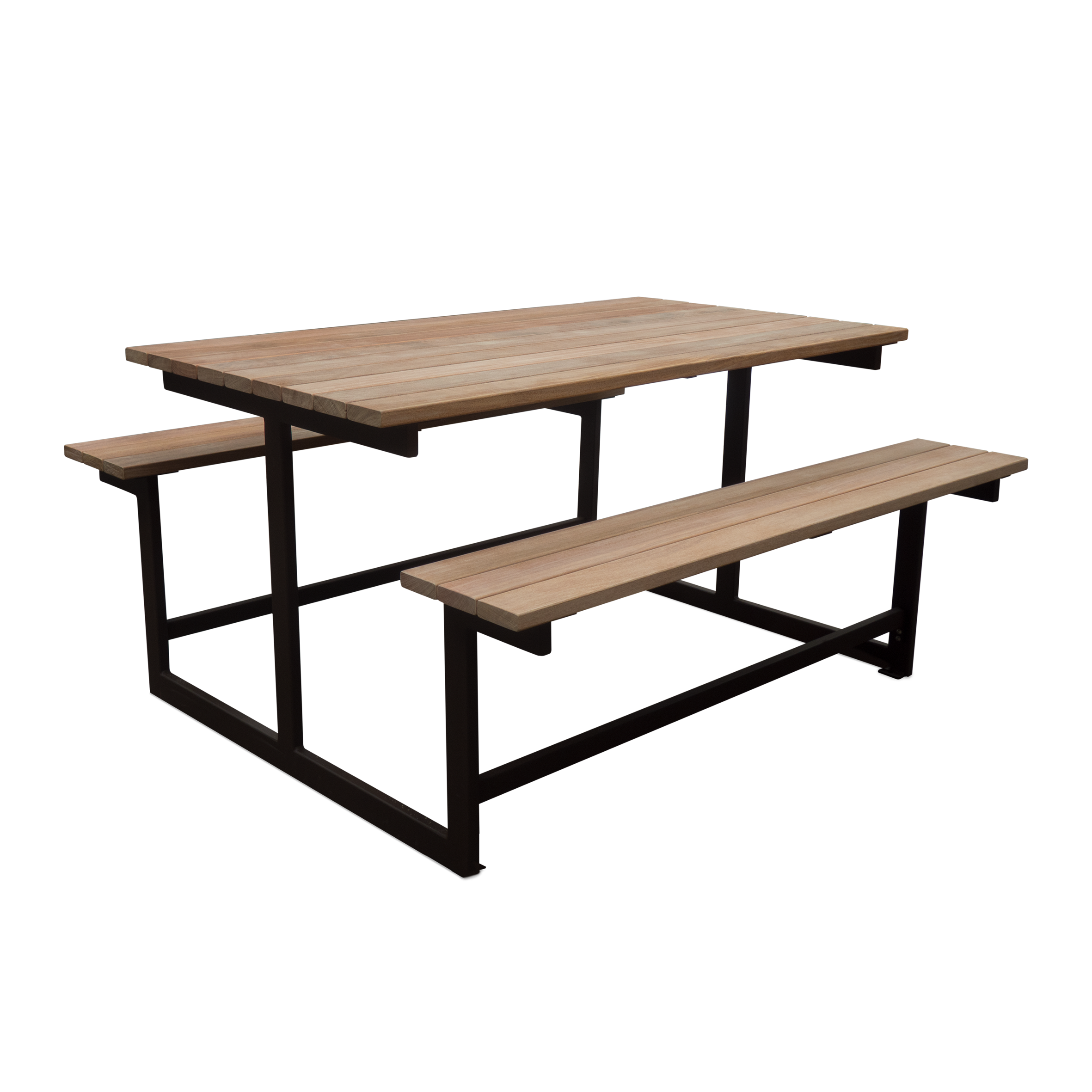 Hoge picknicktafel Forest High met stalen onderstel en houten latten