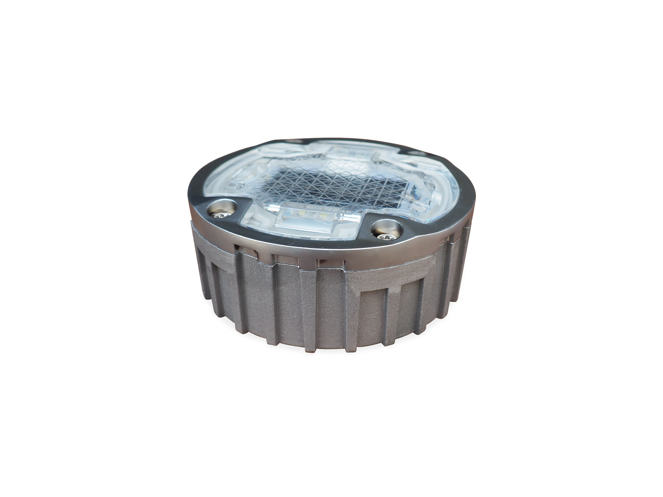 Ronde wegdekreflector G5 in gietaluminium met zonnepaneel en ledmodules