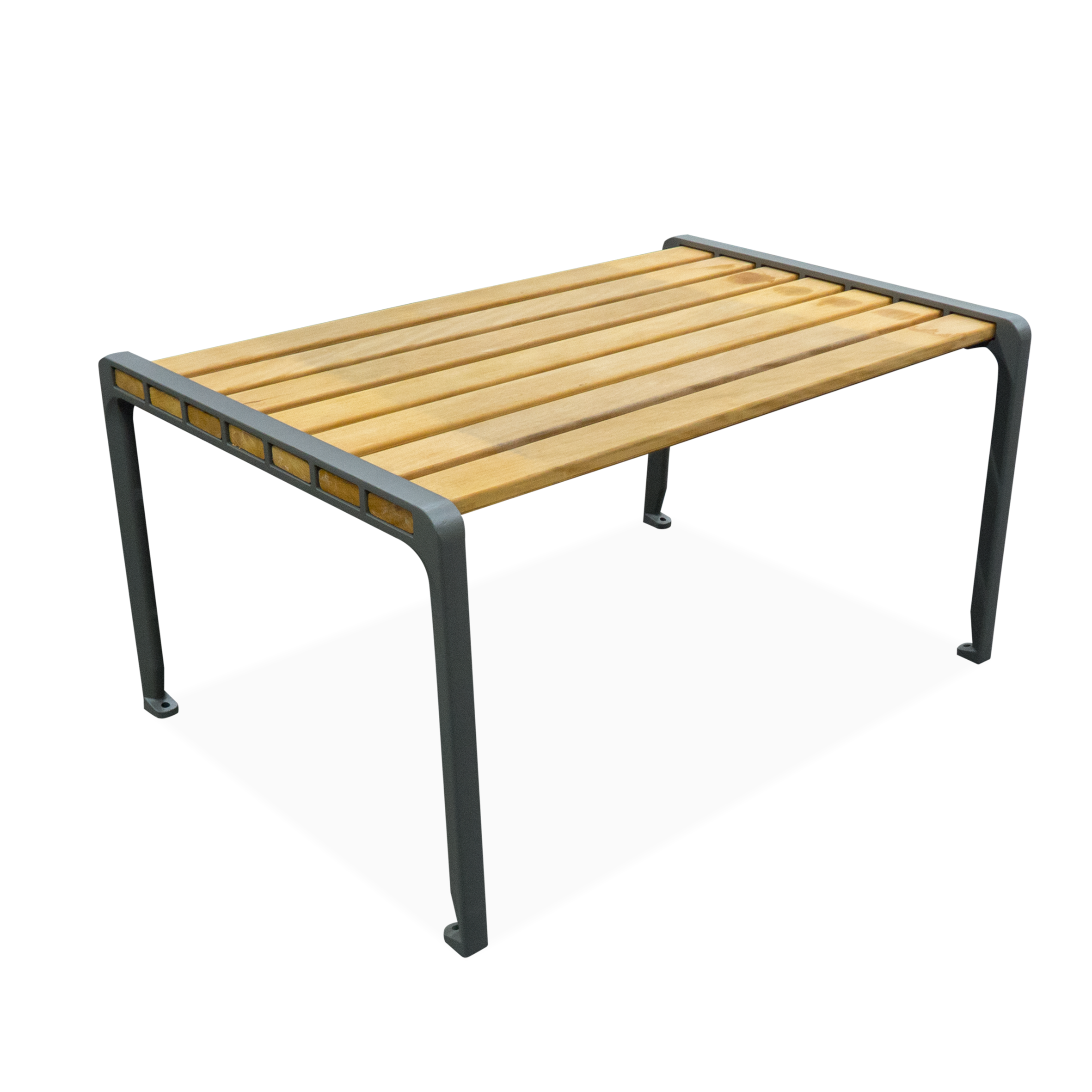 Picknicktafel GP T met gietaluminium zijsteunen en houten tafelblad