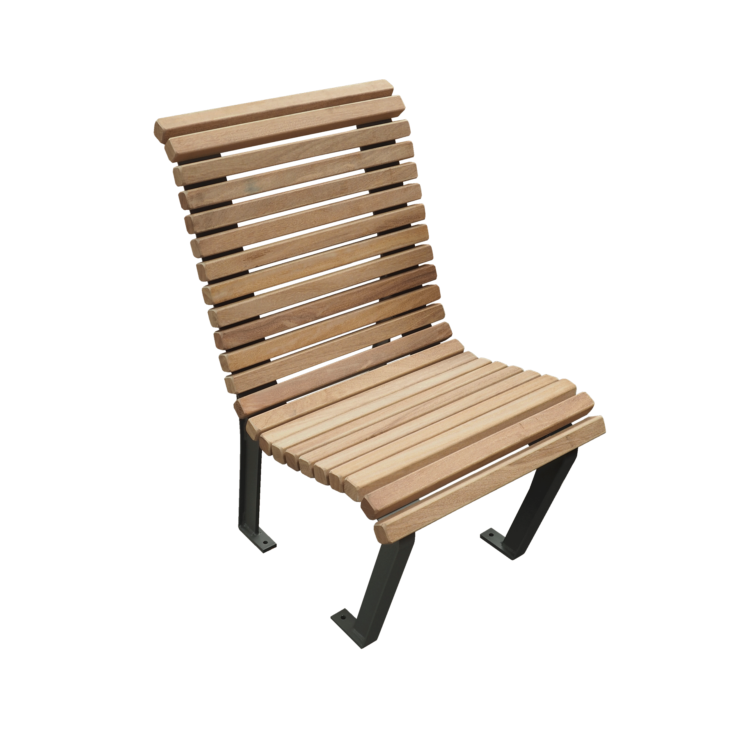 Buitenstoel Oak Chair met stalen zijframes en doorlopende houten latten