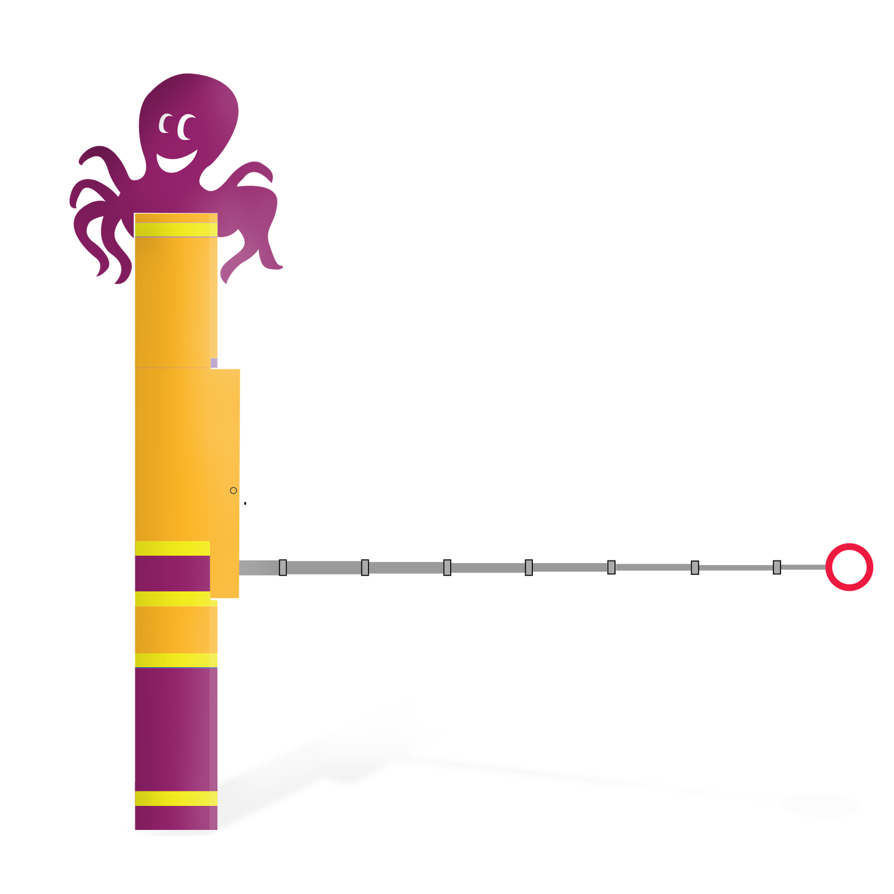 Accentpaal Octopus met slagboom voor schoolomgeving in gepoedercoat staal met handsymbool