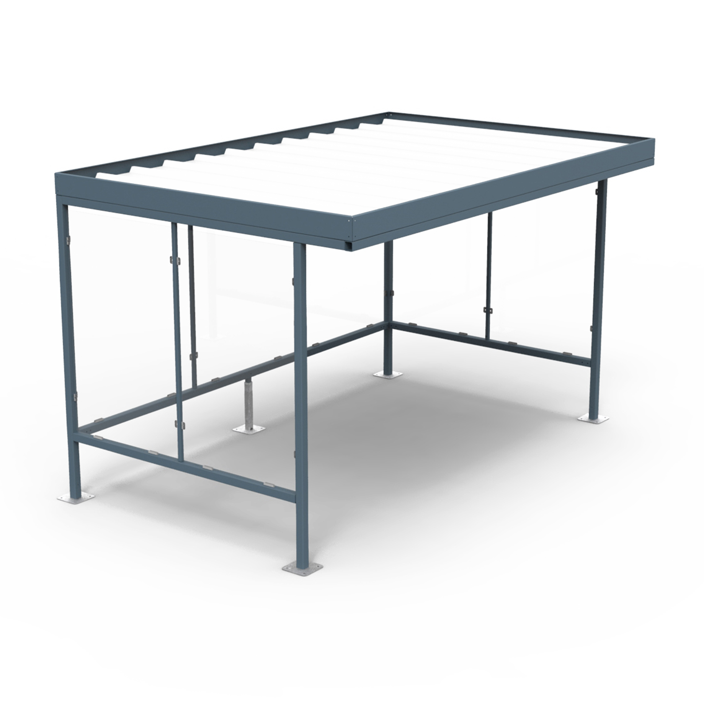 Overkapping Beaulieu met gepoedercoat stalen frame en gehard glas