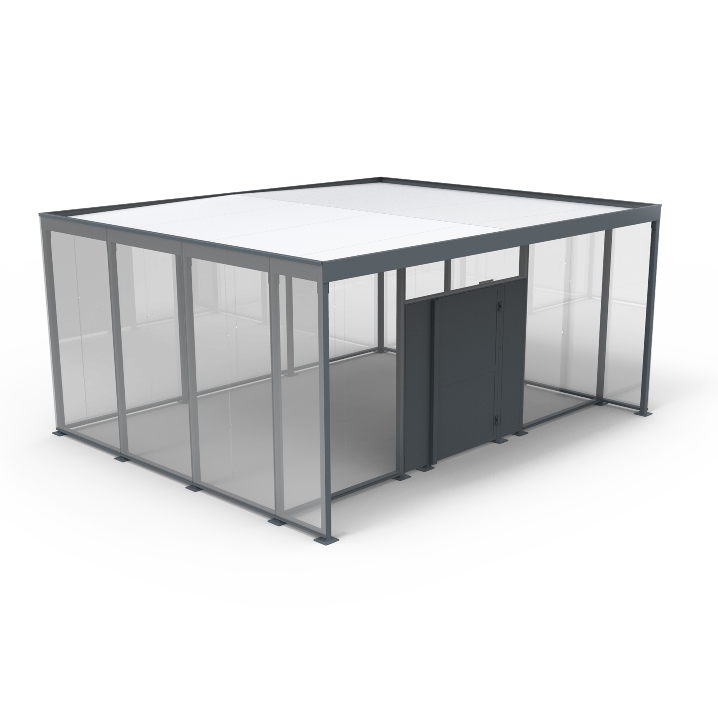 Overkapping Square met gepoedercoat stalen frame en vierkante opbouw