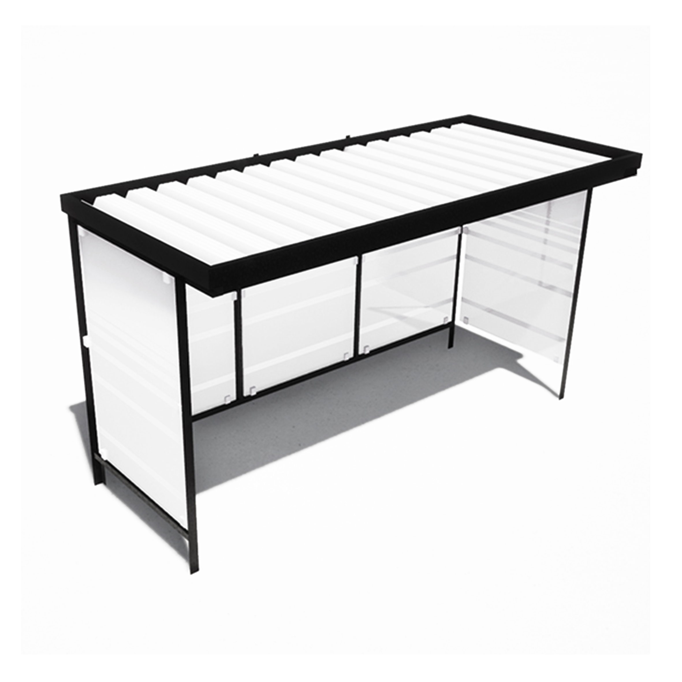 Overkapping Type B met gepoedercoat stalen frame en gehard glas