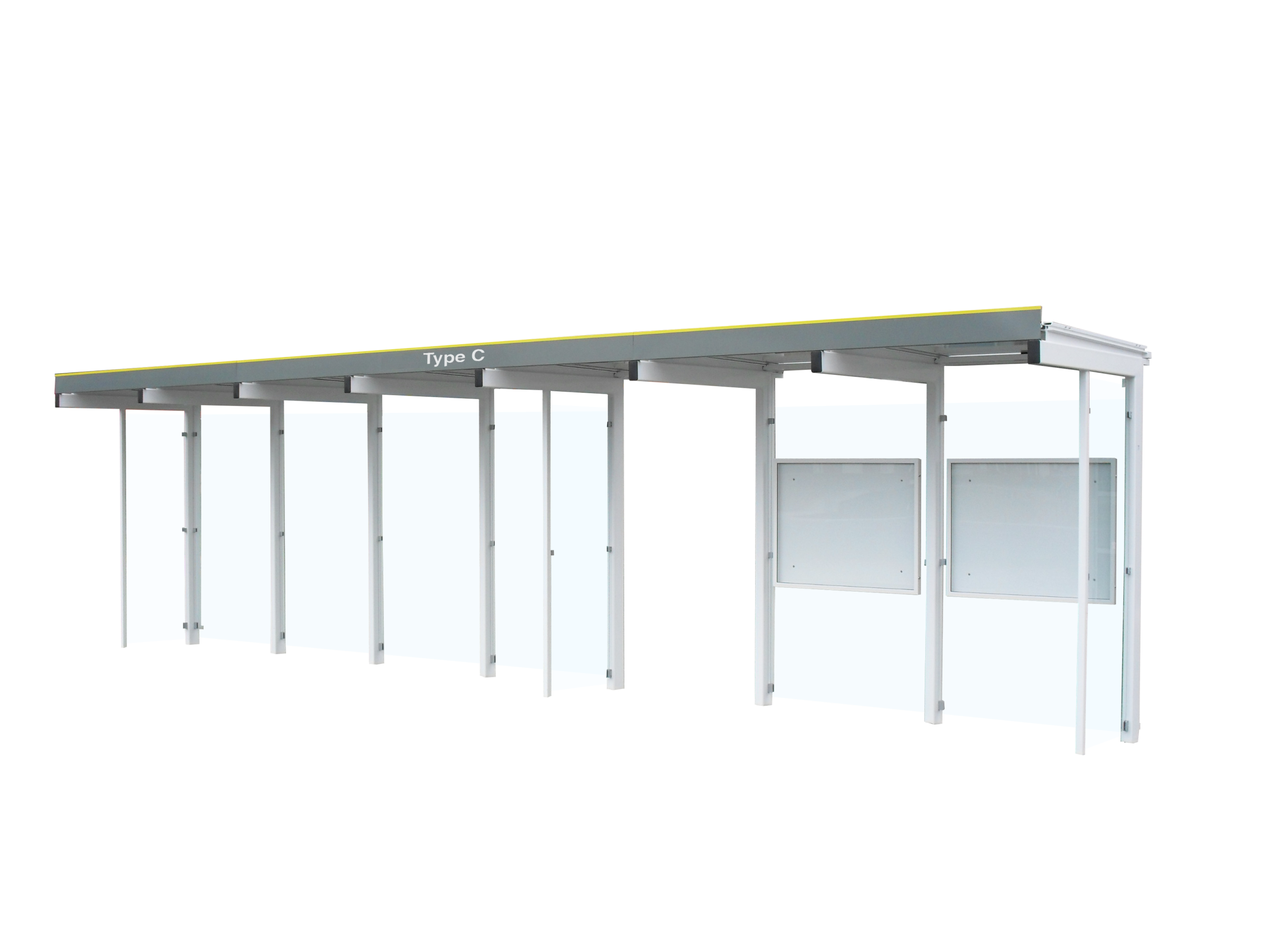 Overkapping Type C met gepoedercoat stalen frame en gehard glas